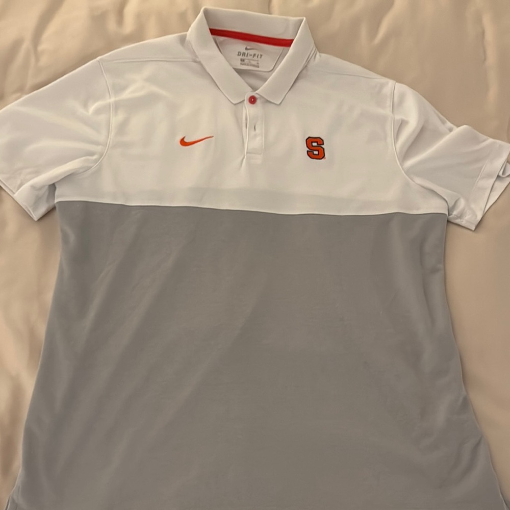 Nike White and Gray Polo Shirt Casual Comfort Syracuse